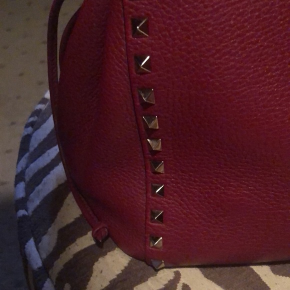Valentino Rockstud Burgundy Bag - Picture 2 of 8